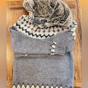 ZARA MAN Nordic knit Sweater w/ faux faur Collar Knitted